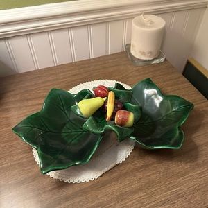 Mid Century Ceramic Leaf Bowls with Handcrafted Fruit Display - Vintage Pottery